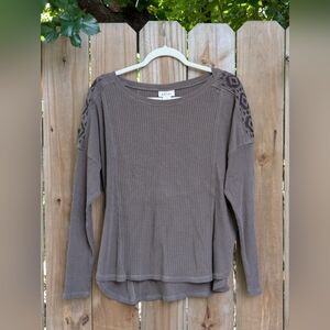 Ariat Women's Everyday Brown Waffle Knit Western Long Sleeve Shirt